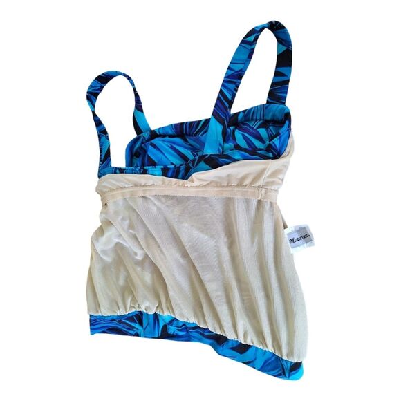 Miraclesuit Tankini Breezy Swim Top Modest Wire Free Vivid Blue Tropical size 10 - Picture 14 of 15